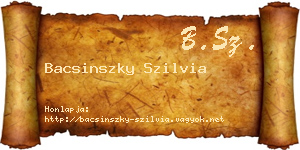 Bacsinszky Szilvia névjegykártya